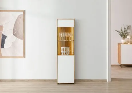 WIEN Witryna #130 Dąb olejowany + białe szkło 45x38x168 cm WIEN Witryna #130 Dąb olejowany + białe szkło 45x38x168 cm