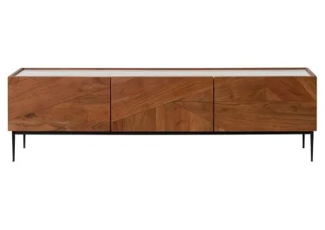 KARLSTAD Szafka RTV #05 Akacja lakierowana / Biały marmur 180x40x50 cm KARLSTAD Szafka RTV #05 Akacja lakierowana / Biały marmur 180x40x50 cm
