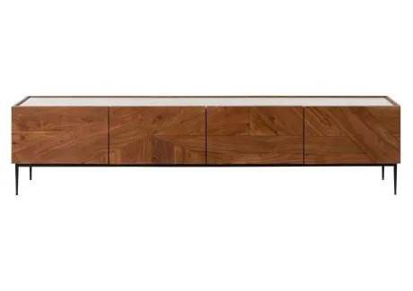 KARLSTAD Szafka RTV #06 Akacja lakierowana / Biały marmur 220x40x50 cm KARLSTAD Szafka RTV #06 Akacja lakierowana / Biały marmur 220x40x50 cm