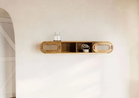 VALENCIA Półka wisząca #106 Mango naturalny lakierowany 120x25x20 cm